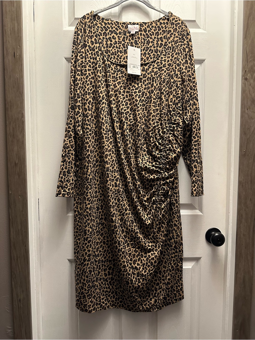 Isabel Leopard Print Ruched Sheath Dress - Brown